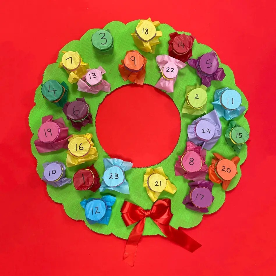 Cardboard roll Advent Calendar for KS1 classroom