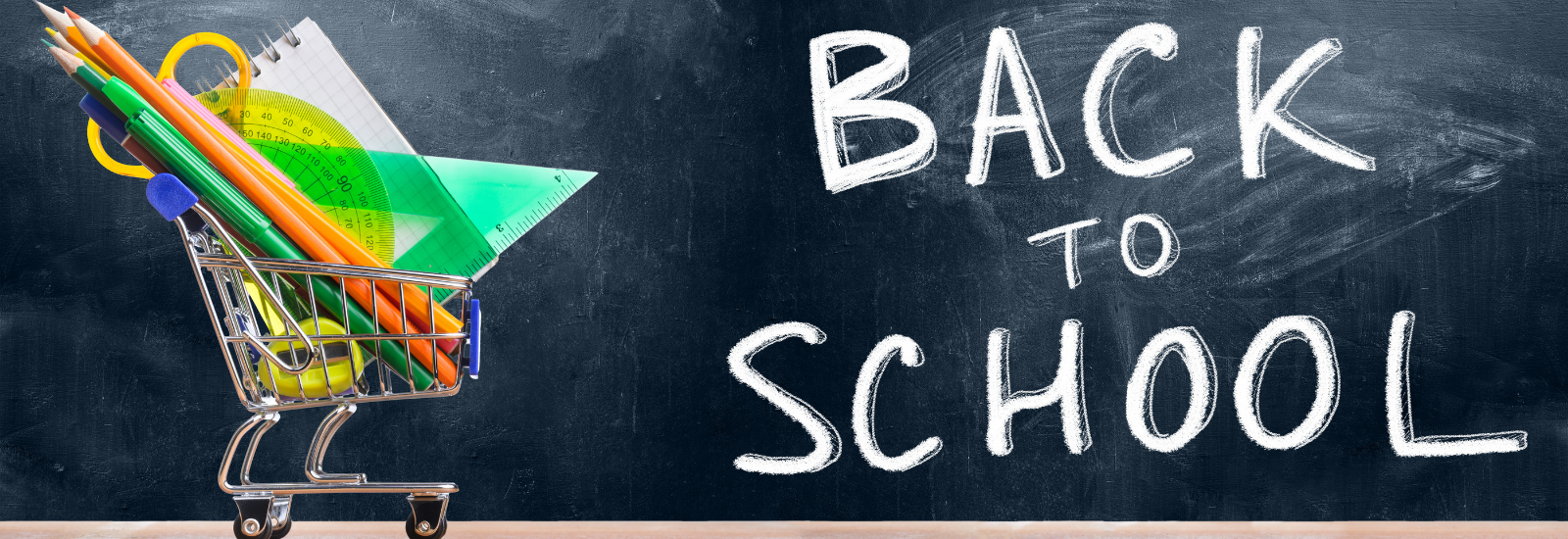 back to school written on chalkboard