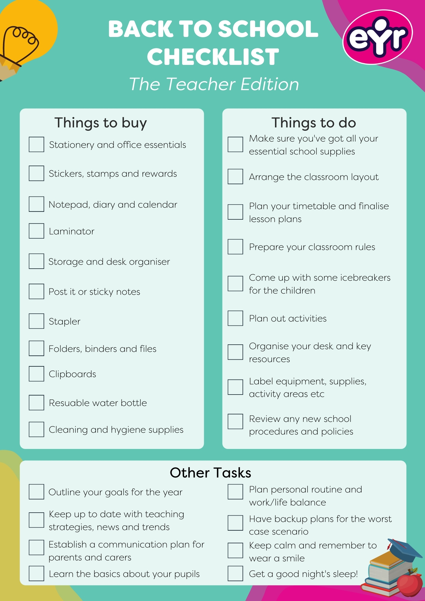 Back to school checklist for teachers