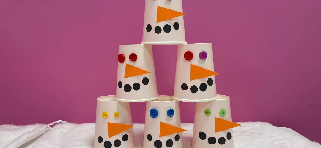 paper cup snowman bowling
