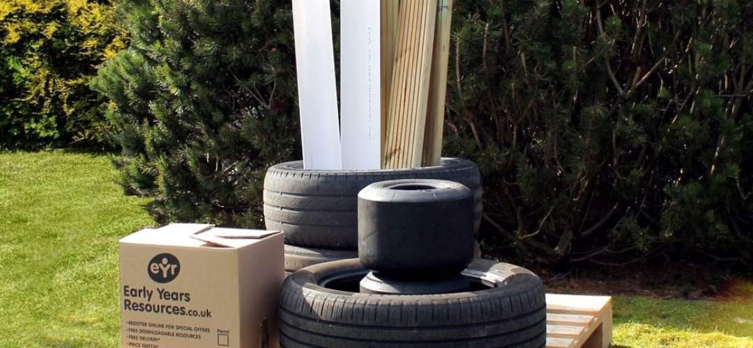 outdoor loose parts stacked on a pallet