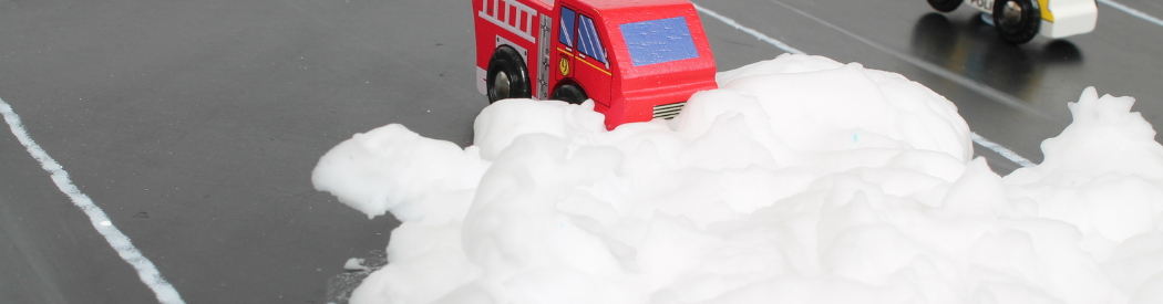 wooden car rolling into foam