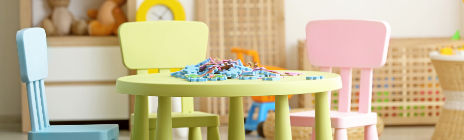 Childminding furniture including tables and chairs