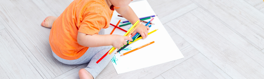 Arts and crafts resources prepared for children in a childminding setting