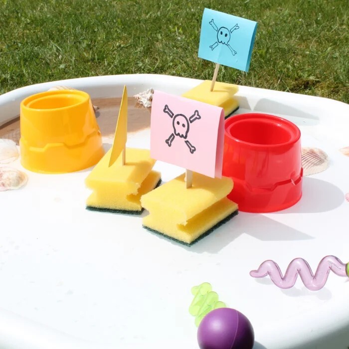 boat made from washing up sponge