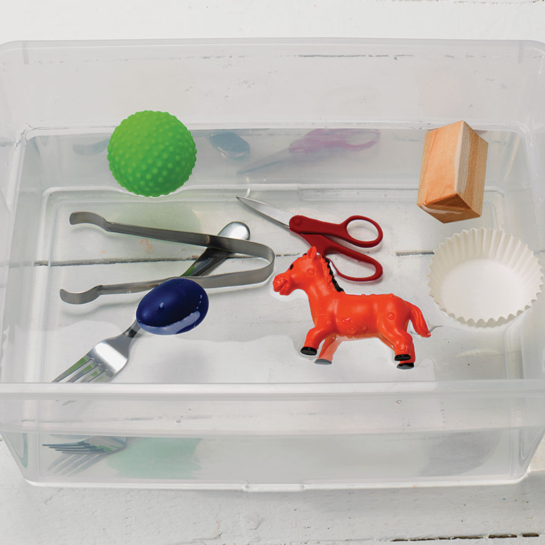 random items floating in water