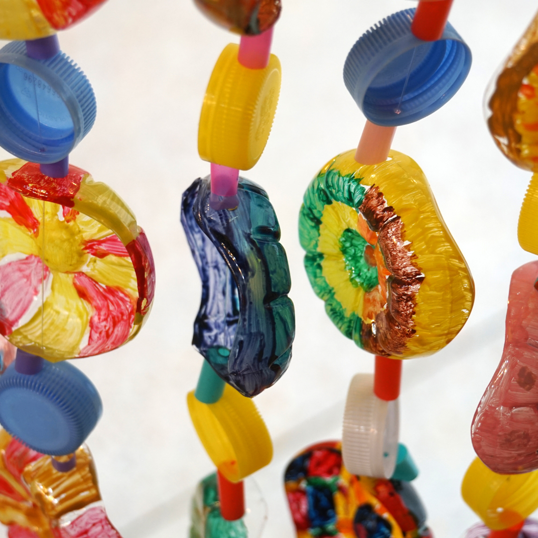 water bottle lids turned into art